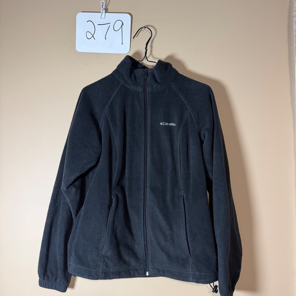 Columbia Womens Black Full Zip Fleece Jacket Mock Neck Size Medium RN 69724